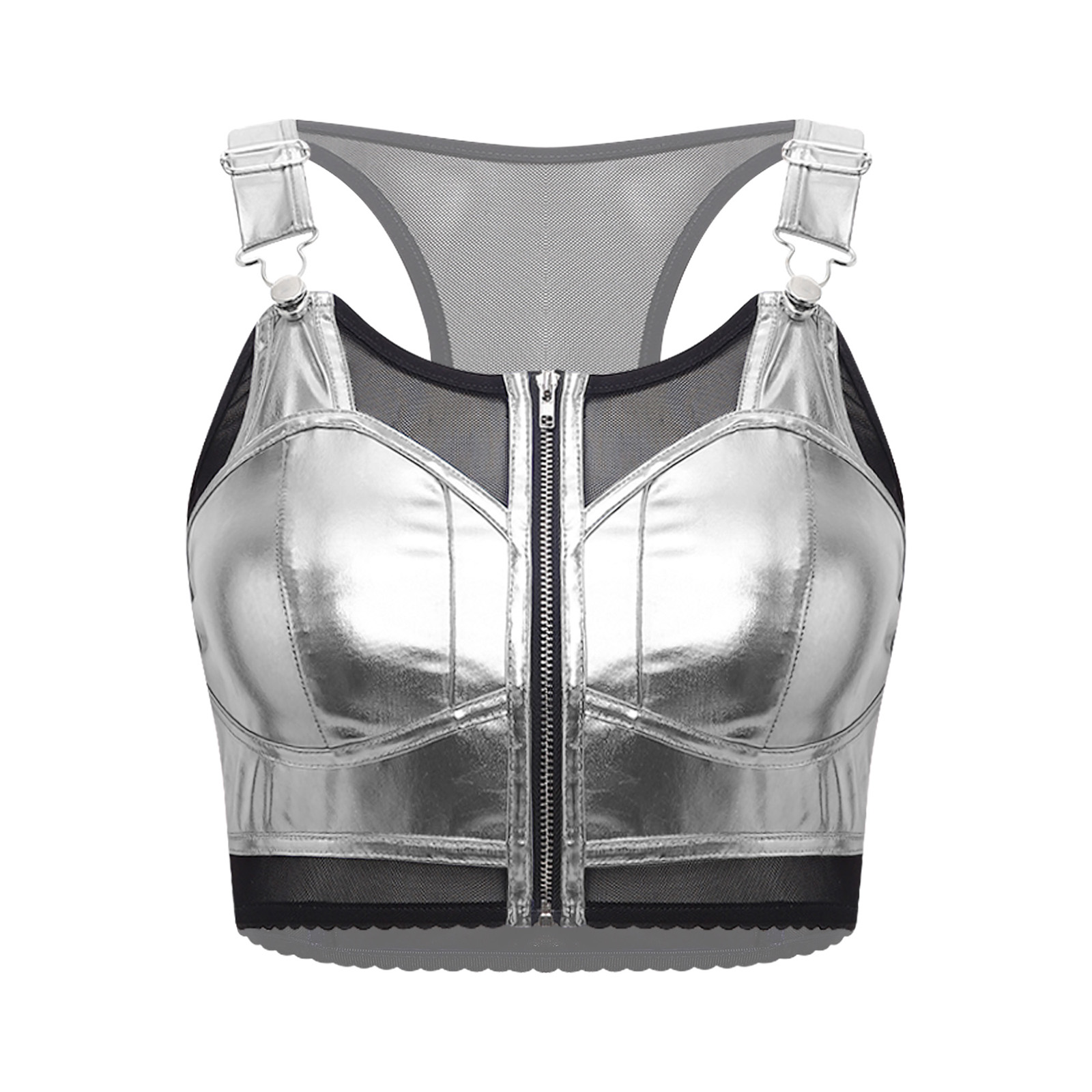 Women Metallic Shiny Punk Styl - đánh giá và giá Suspender Tank Top
